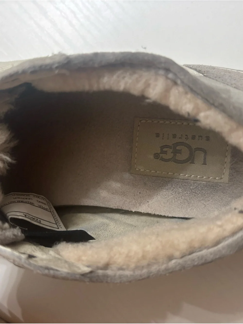 UGG Australia Grey Suede & Canvas Fleece-Lined Sneakers - Size 8